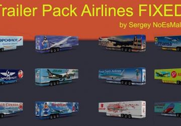 Aerodynamic Airlines Trailer Packверсия 1.0 для Euro Truck Simulator 2 (v1.31.x)