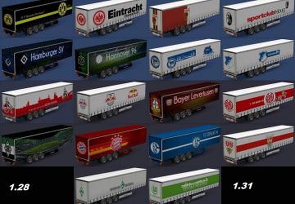 Пак скинов для прицепов «Футбольные клубы»v1.1 для Euro Truck Simulator 2 (v1.28.x, - 1.31.x)