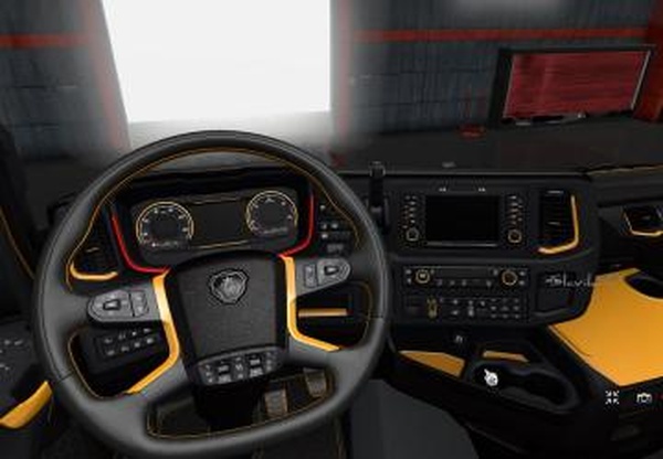 Чёрно-оранжевый интерьер для Scania 2016v1.0 для Euro Truck Simulator 2 (v1.30.x, 1.31.x)
