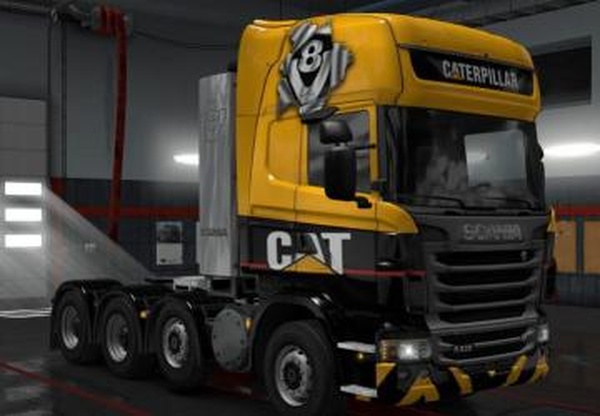 Скин «CAT» для Scaniaверсия 1.0 для Euro Truck Simulator 2 (v1.28.x, - 1.31.x)