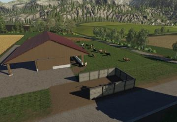 Cowshed with a big willowверсия 1.1 для Farming Simulator 2019 (v1.4х)
