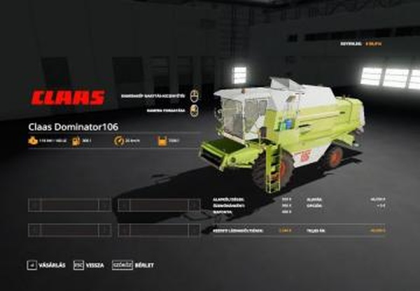 Claas Dominator 106версия 1.0.0.3 для Farming Simulator 2019