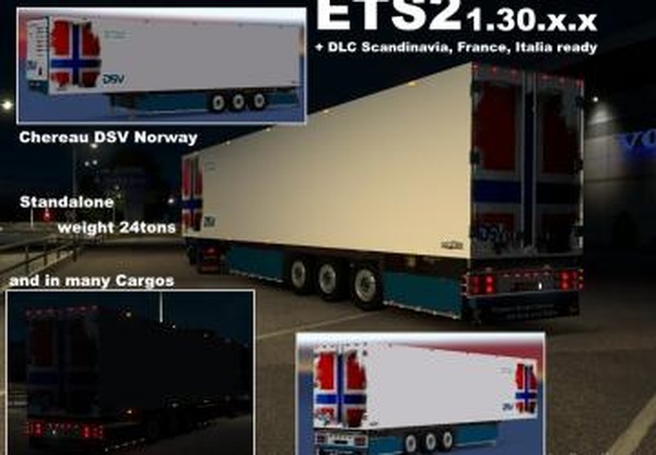 Chereau DSV Reeferверсия 3.0 для Euro Truck Simulator 2 (v1.28.x, 1.30.x)