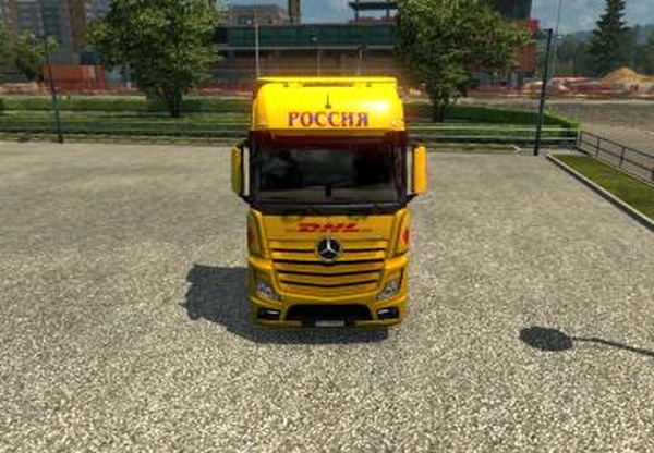 Скин DHL для Mercedes Actros MP4версия 1.0 для Euro Truck Simulator 2 (v1.30.x)