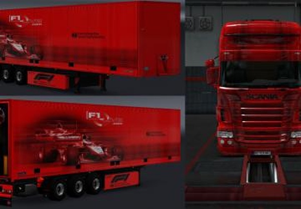 Скин F1 для Scania RS RJLверсия 5.8 для Euro Truck Simulator 2 (v1.30.x)