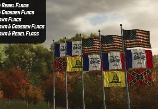 USA & Iowa flags packверсия 1.0.0.0 для Farming Simulator 2025