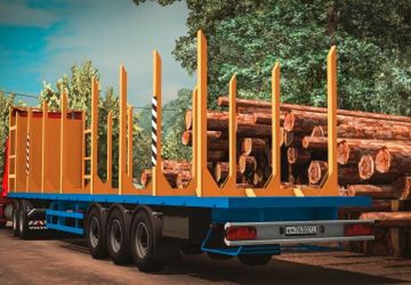 Wood Trailer(прицеп с брёвнами и без)версия 1.0 для Euro Truck Simulator 2 (v1.28.x, 1.30.x)