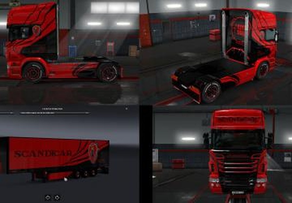 Skin Pack Scandicar for Scania RS RJLверсия 5.6 для Euro Truck Simulator 2 (v1.30.x)