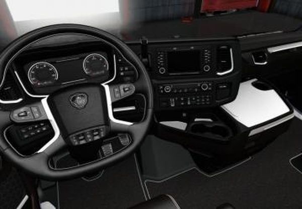 Scania S&R White Black Interiorверсия 1.0 для Euro Truck Simulator 2 (v1.28.x, - 1.31.x)
