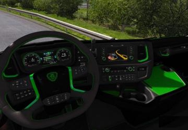 Black Green Interior for Scania 2016 S&Rv1.0 для Euro Truck Simulator 2 (v1.30.x, - 1.34.x)