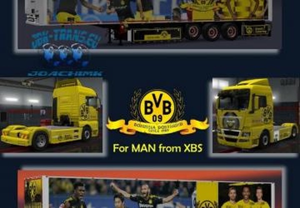 Комбо скин «JBK Combo BVB» для MAN 2010 XBS+Прицепv1.0 для Euro Truck Simulator 2 (v1.28.x, 1.30.x)