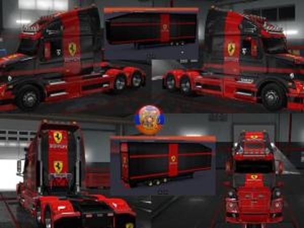 Металлик комбо-скин пак Ферарри для Volvo VNL 670v1.0 для Euro Truck Simulator 2 (v1.28.x, - 1.32.x)