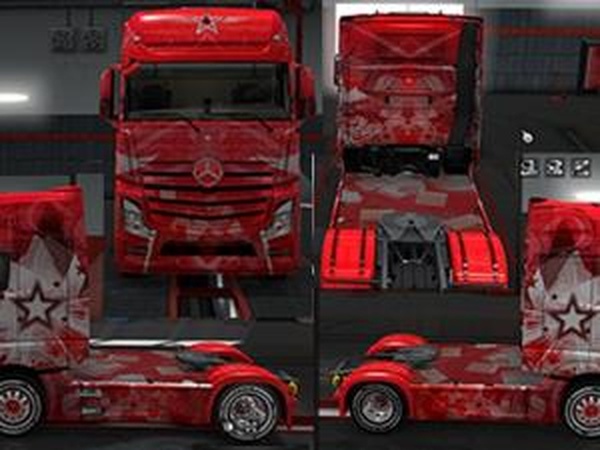 Скин «Star» для Merсedes Actros MP4версия 1.0 для Euro Truck Simulator 2 (v1.28.x, 1.30.x)