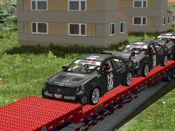 17.5M Flatbed Trailer Pull Three Sports Carsv1.0 для Euro Truck Simulator 2 (v1.27, - 1.31.x)