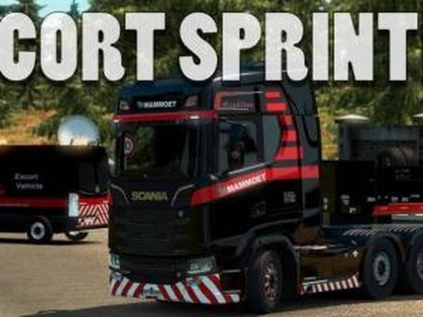 Mercedes-Benz Sprinter в эскорт+скиныверсия 1.0 для Euro Truck Simulator 2 (v1.30.х)