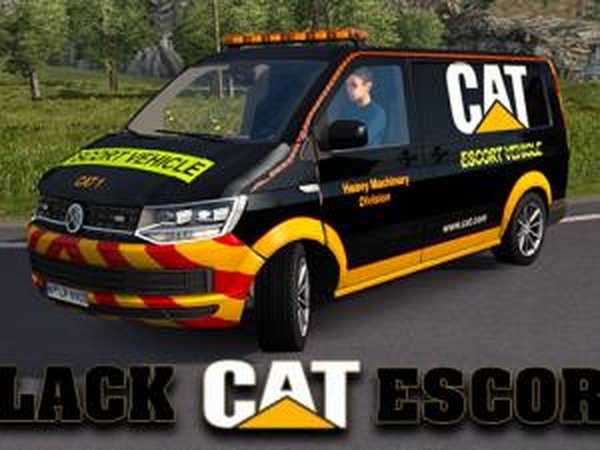 Скин «Black CAT» Escort Vanверсия 1.0 для Euro Truck Simulator 2 (v1.30.x)