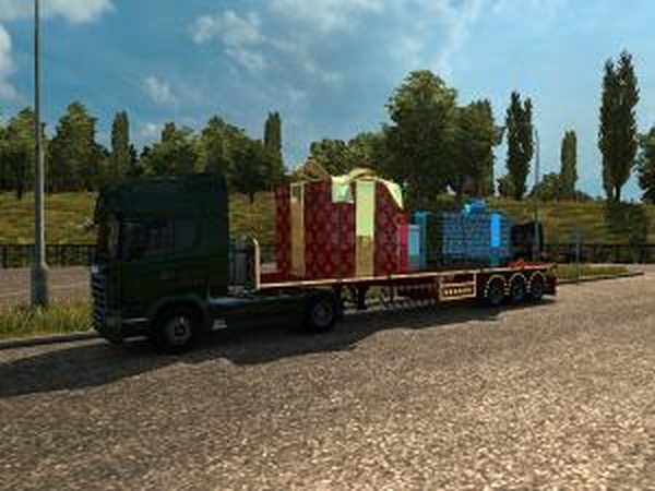 Трейлеры с рождественскими подарками 2017 в трафикv1.0 для Euro Truck Simulator 2 (v1.30.x, 1.31.x)