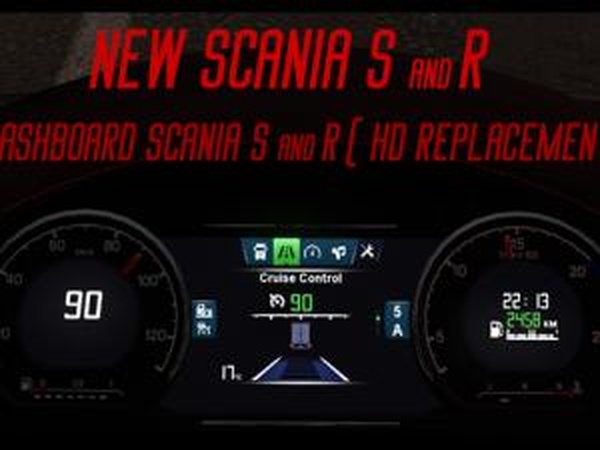 NEW Dashboard Scania S (replacement of speedometer)v2.0 для Euro Truck Simulator 2 (v1.30.x)