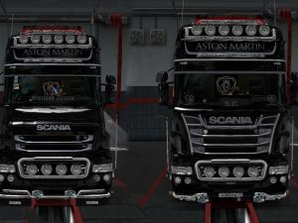 Скин Aston Martin для Scania RS&Tверсия 2.1.1 для Euro Truck Simulator 2 (v1.28.x, 1.30.x)