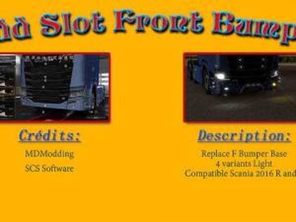 Add Slot Bumper Scania 2016версия 1.1 для Euro Truck Simulator 2 (v1.28.x, - 1.33.x)