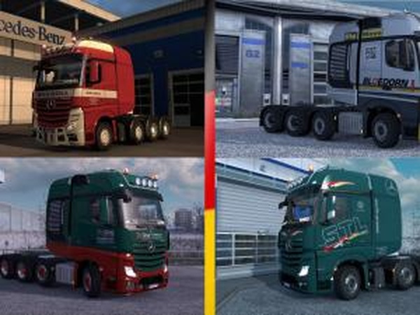 Скин пак «German Heavy Haulage Companies» для Mercedes Big Stars Actros SLTv1.0 для Euro Truck Simulator 2 (v1.28.x)