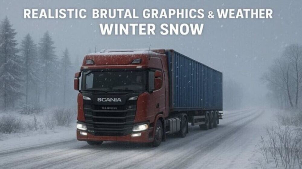 МОД Realistic Brutal Graphics & Weather Winter Snow v3.2 ДЛЯ EURO TRUCK SIMULATOR 2