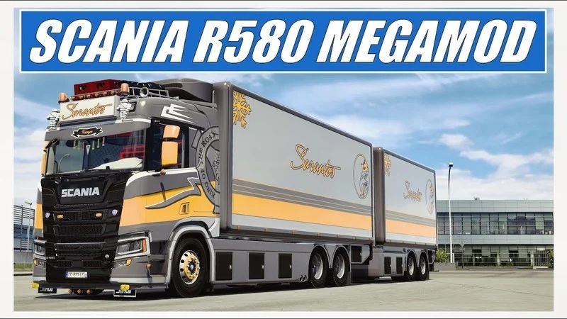 МОД Scania R580 + Trailer Megamod v1.6 ДЛЯ EURO TRUCK SIMULATOR 2