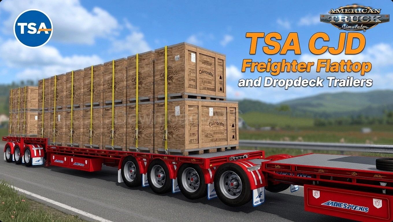 МОД TSA CJD Freighter Flattop and Dropdeck Trailers v1.1 ДЛЯ AMERICAN TRUCK SIMULATOR