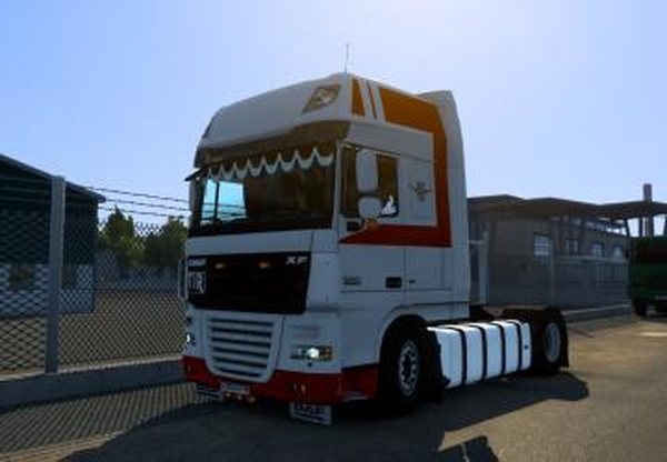 Мод Скин «RED WHITE» для DAF XF 105 для Euro Truck Simulator 2 (v1.56-1.59)