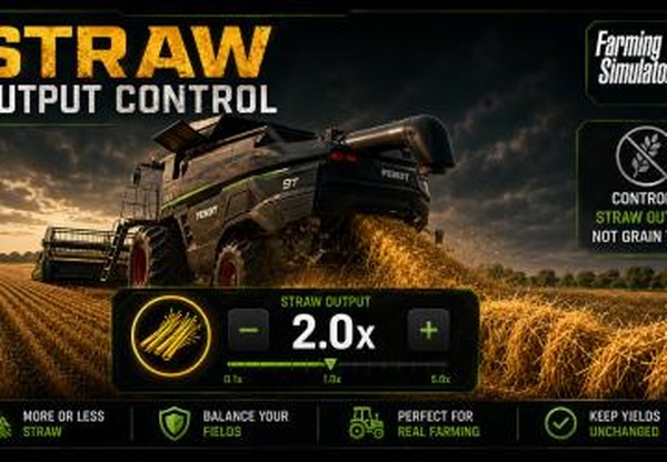 Мод Контроль выхода соломы версия 1.1.0.0 для Farming Simulator 2025
