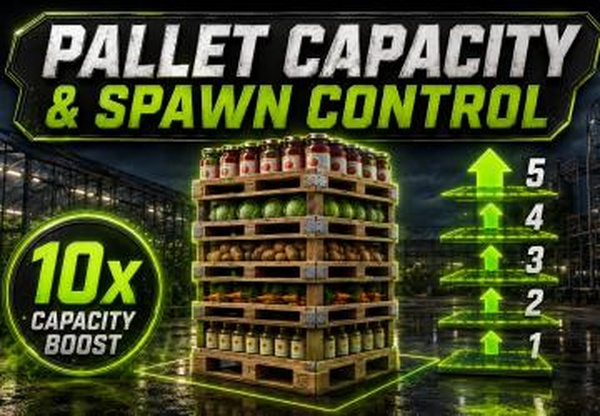 Мод Контроль вместимости и спавна паллет версия 1.0.0.0 для Farming Simulator 2025