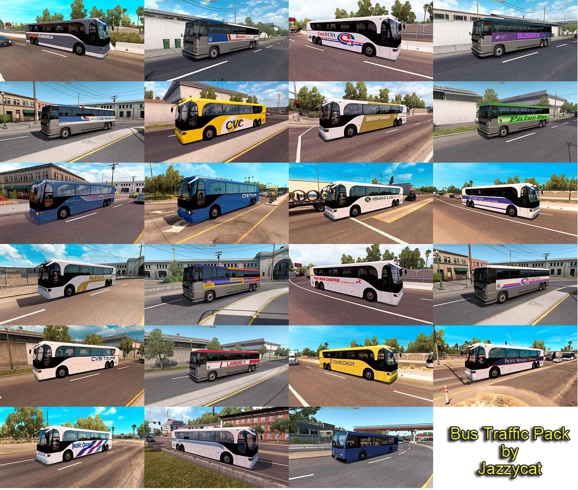 МОД Bus Traffic Pack v1.4.25 ДЛЯ AMERICAN TRUCK SIMULATOR