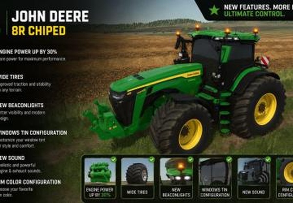 Мод John Deere 8R PowerSwap версия 1.0.0.0 для Farming Simulator 2025