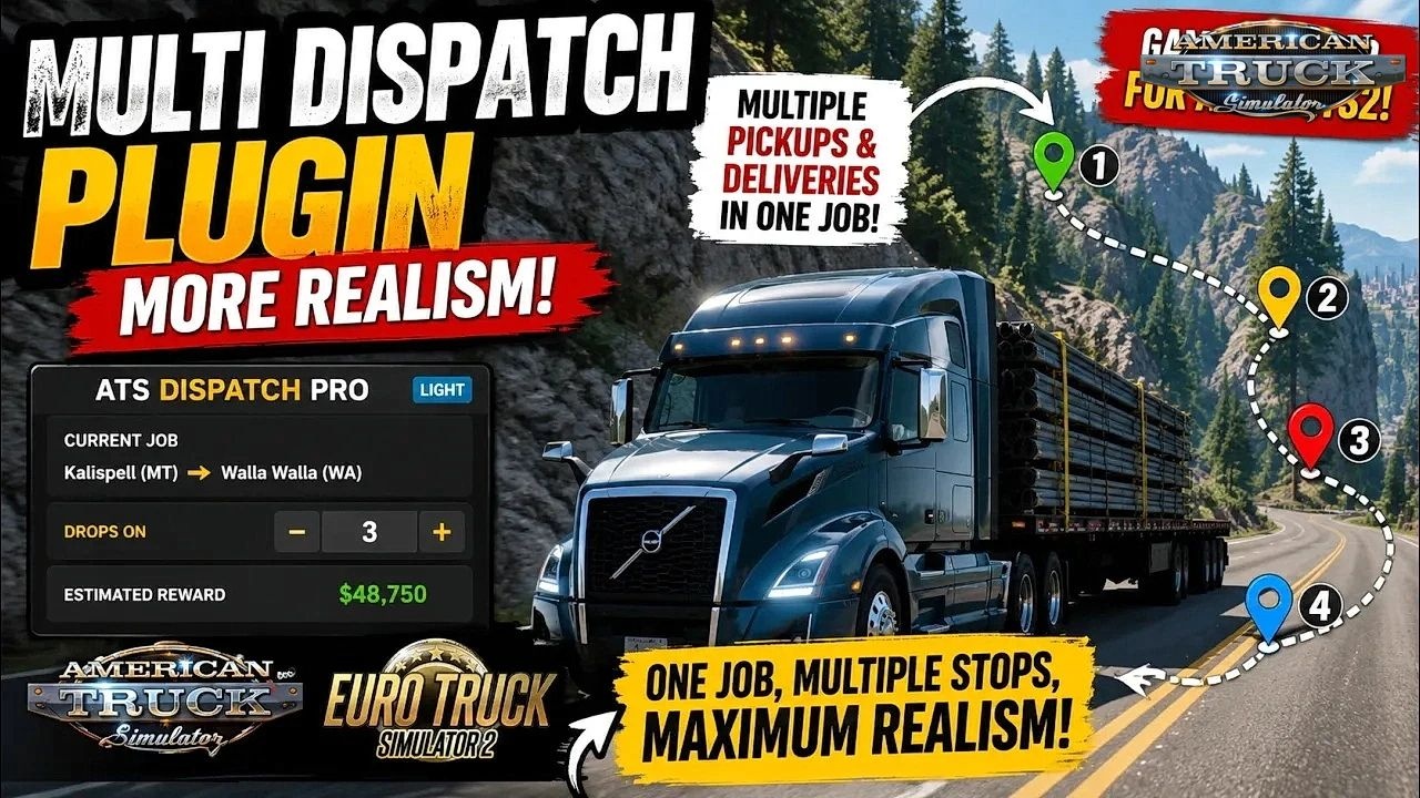 МОД Multi-Stop Dispatch Companion v1.2 ДЛЯ EURO TRUCK SIMULATOR 2