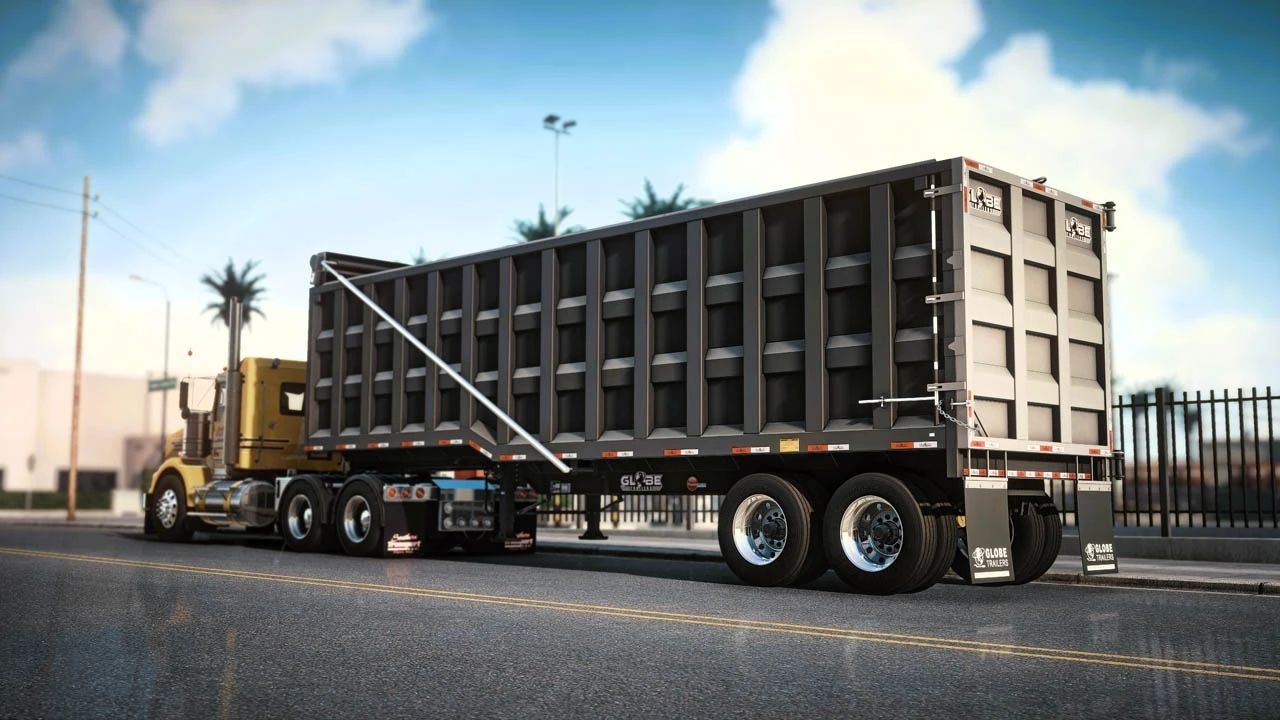 МОД Globe 80 Yard Dump Trailer v1.0 ДЛЯ AMERICAN TRUCK SIMULATOR