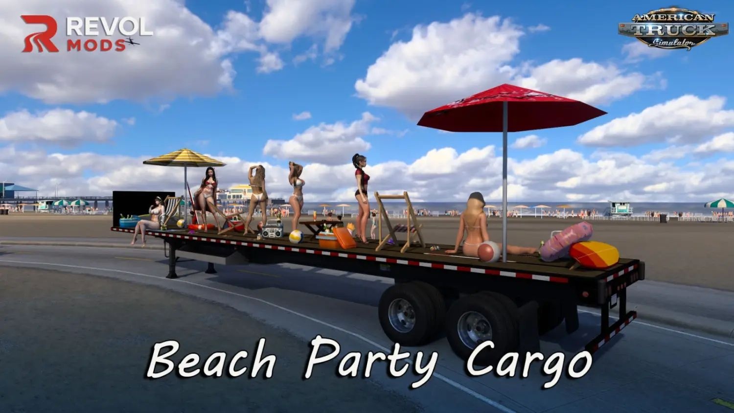 МОД Beach Party Cargo Trailer v1.0 ДЛЯ AMERICAN TRUCK SIMULATOR