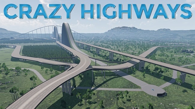 МОД Карта Crazy Highways v1.04 (0.39.x) ДЛЯ BEAMNG.DRIVE