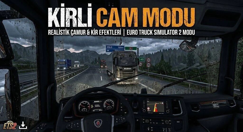 МОД Грязное лобовое стекло v1.0 ДЛЯ EURO TRUCK SIMULATOR 2