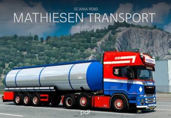 Мод Scania R580 Mathiesen transport+ Cistern Trailer v4.0 для Euro Truck Simulator 2 (v1.60.x)