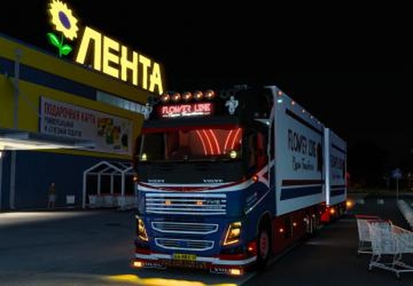 Мод Volvo FH16 Tandem Flower Line версия 7.1 для Euro Truck Simulator 2 (v1.60.x)