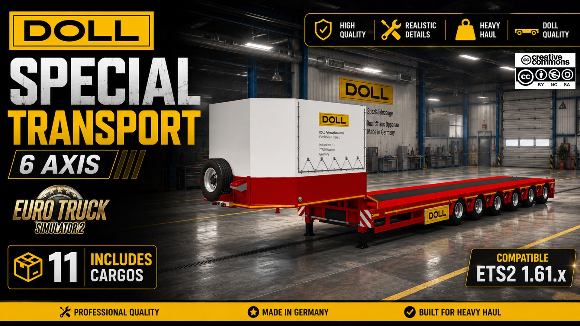 МОД Doll Special Transport Trailer v5.0 ДЛЯ EURO TRUCK SIMULATOR 2