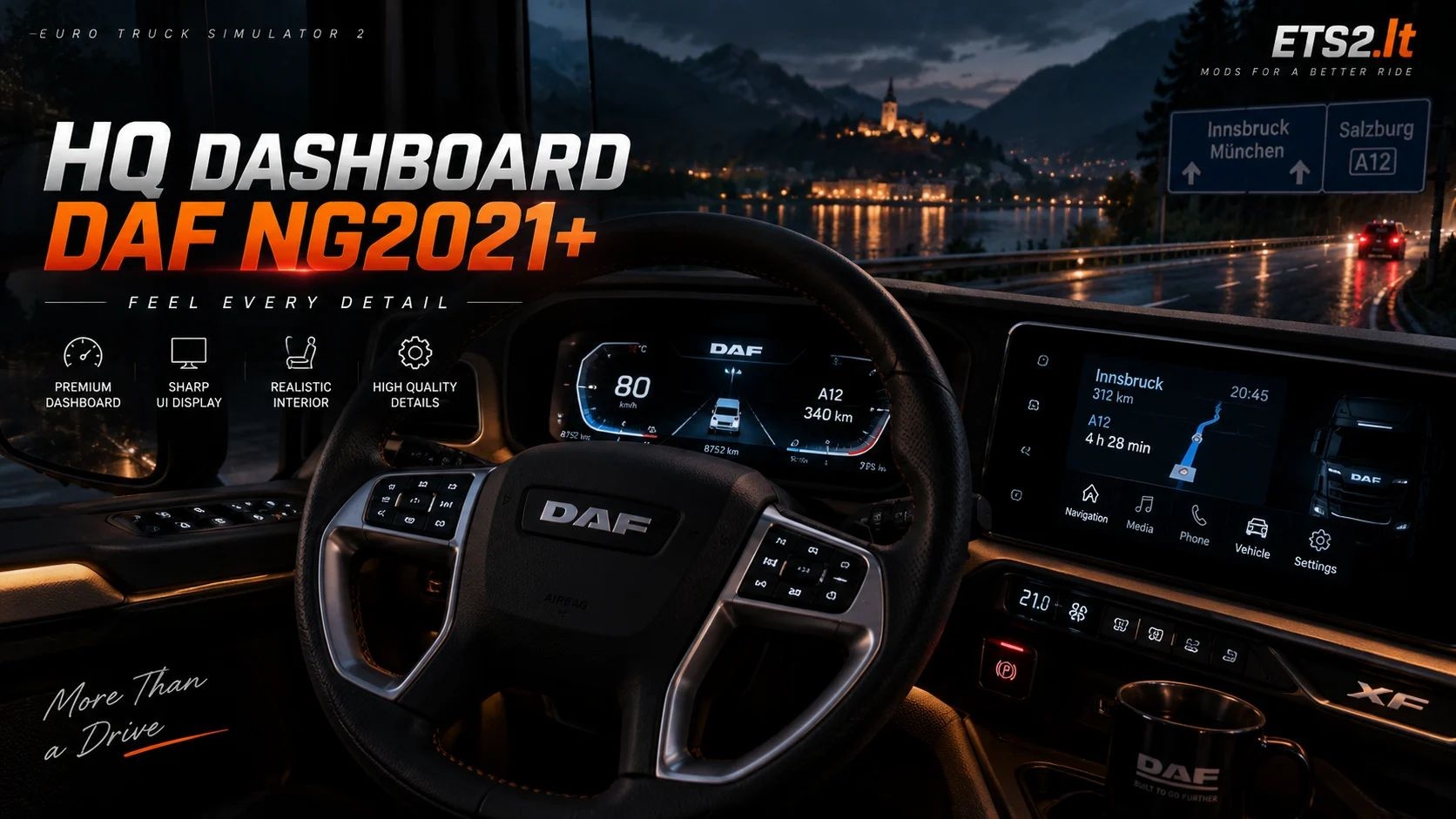 МОД High Quality Dashboard DAF NG2021+ v2.13 ДЛЯ EURO TRUCK SIMULATOR 2
