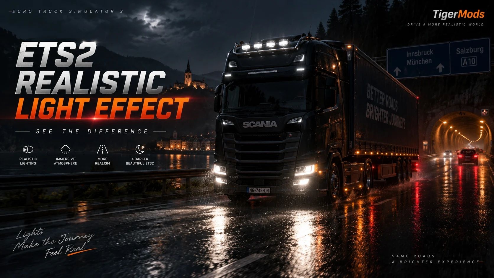 МОД Realistic Light Effect v2.4.9.14 ДЛЯ EURO TRUCK SIMULATOR 2