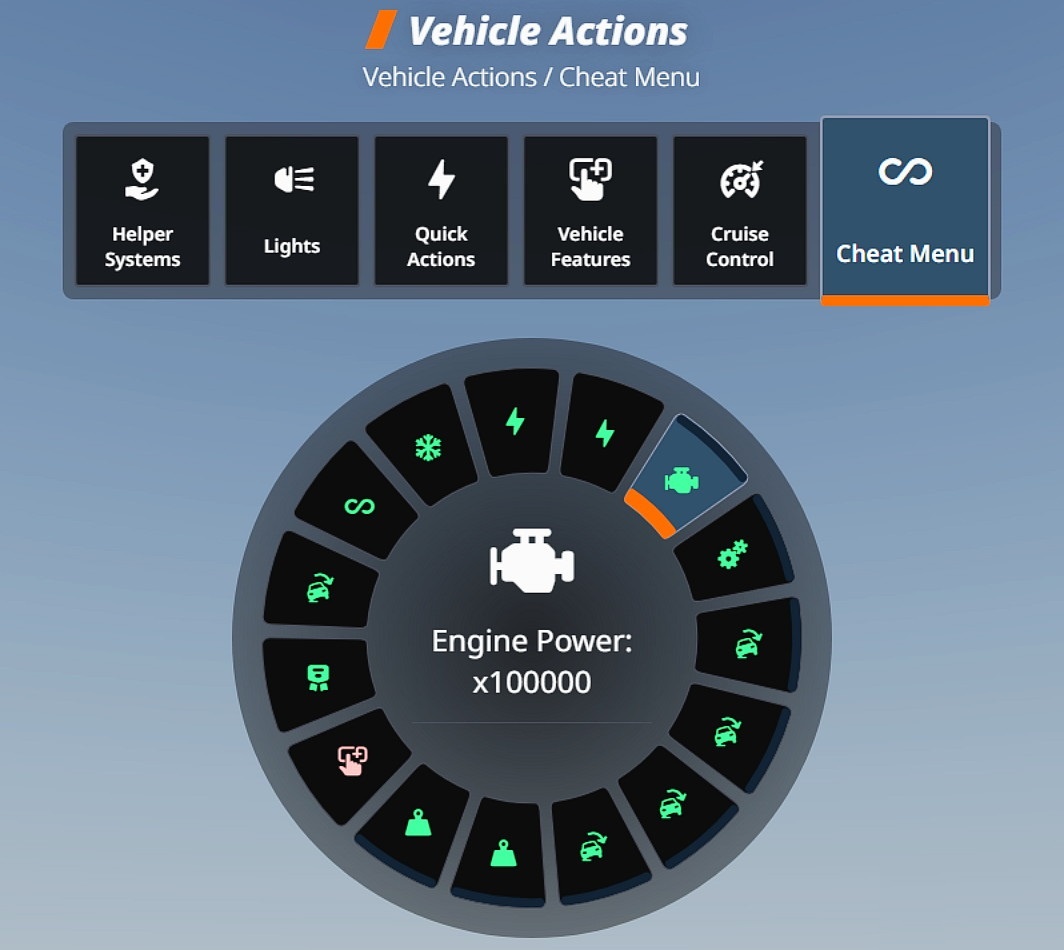 МОД Radial Cheat Menu v1.4.2 (0.39.x) ДЛЯ BEAMNG.DRIVE