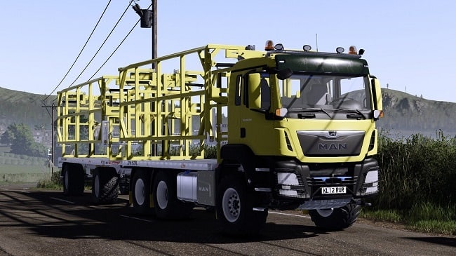 МОД MAN TGS Fliegl Bale Platform + Fliegl ZPW 160 PL v1.0.0.2 (1.24.x) ДЛЯ FARMING SIMULATOR 2025