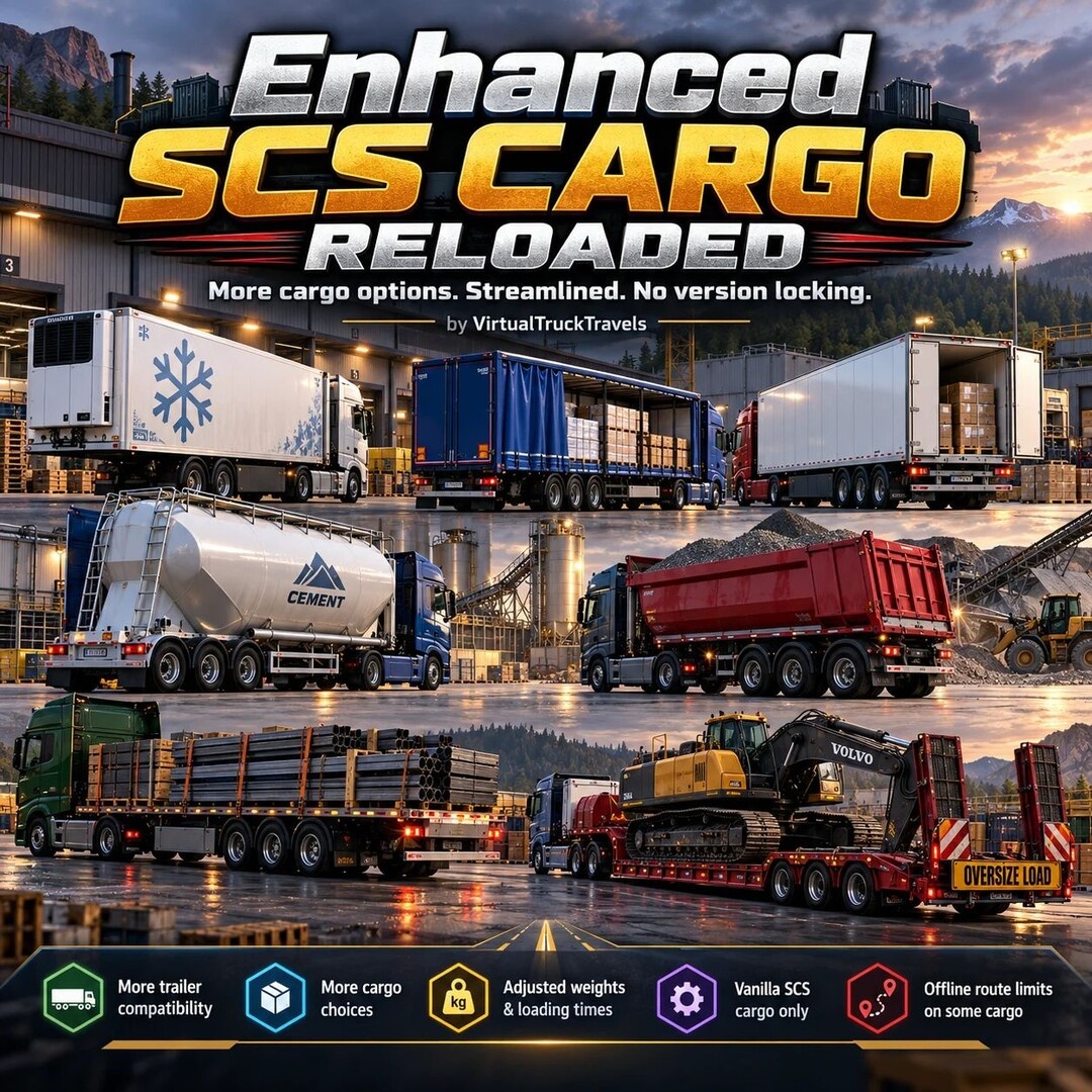 МОД Enhanced SCS Cargo Reloaded 1.61-1.62 ДЛЯ EURO TRUCK SIMULATOR 2