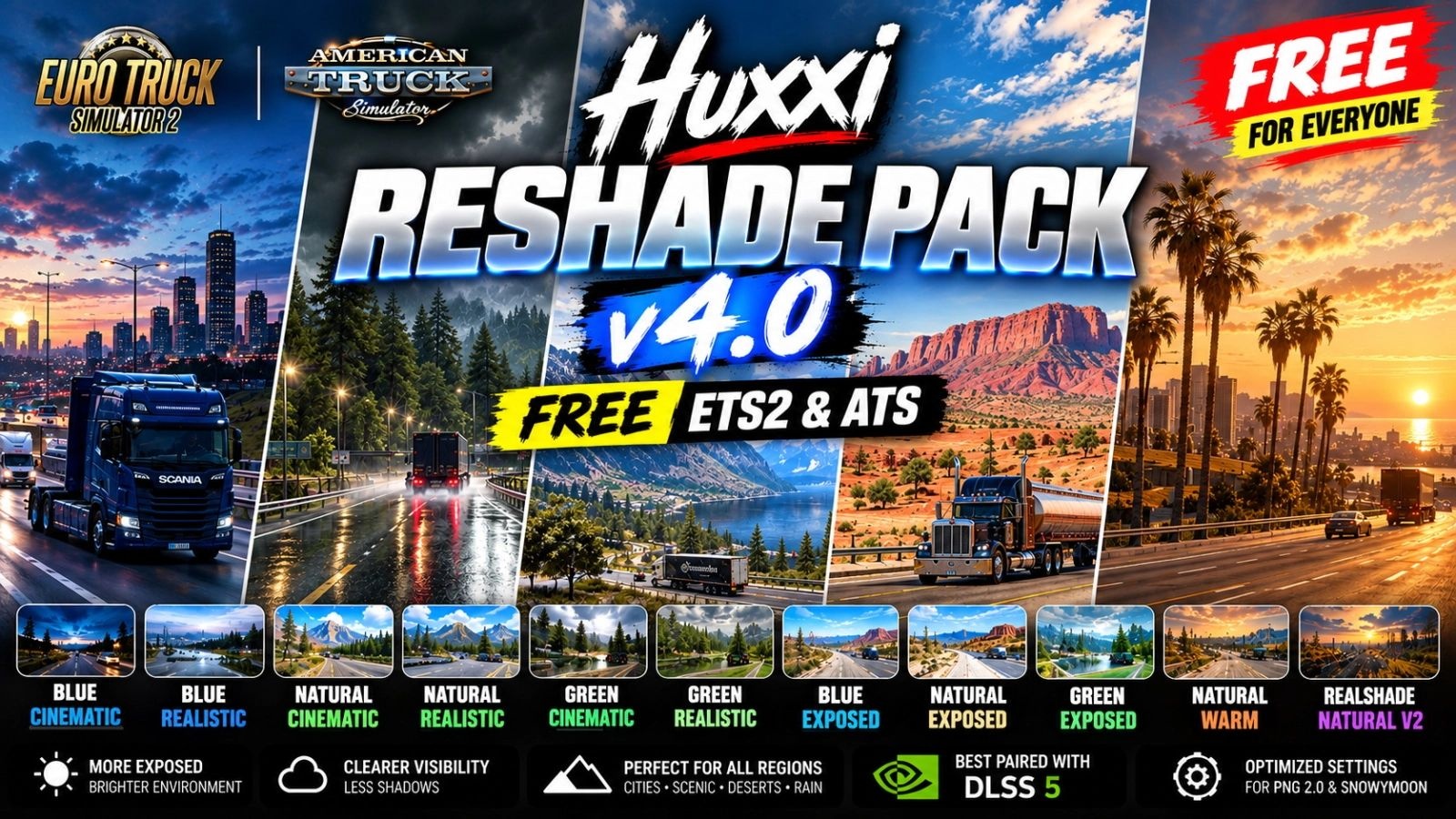 МОД Huxxi Reshade Packs v4.0 ДЛЯ EURO TRUCK SIMULATOR 2