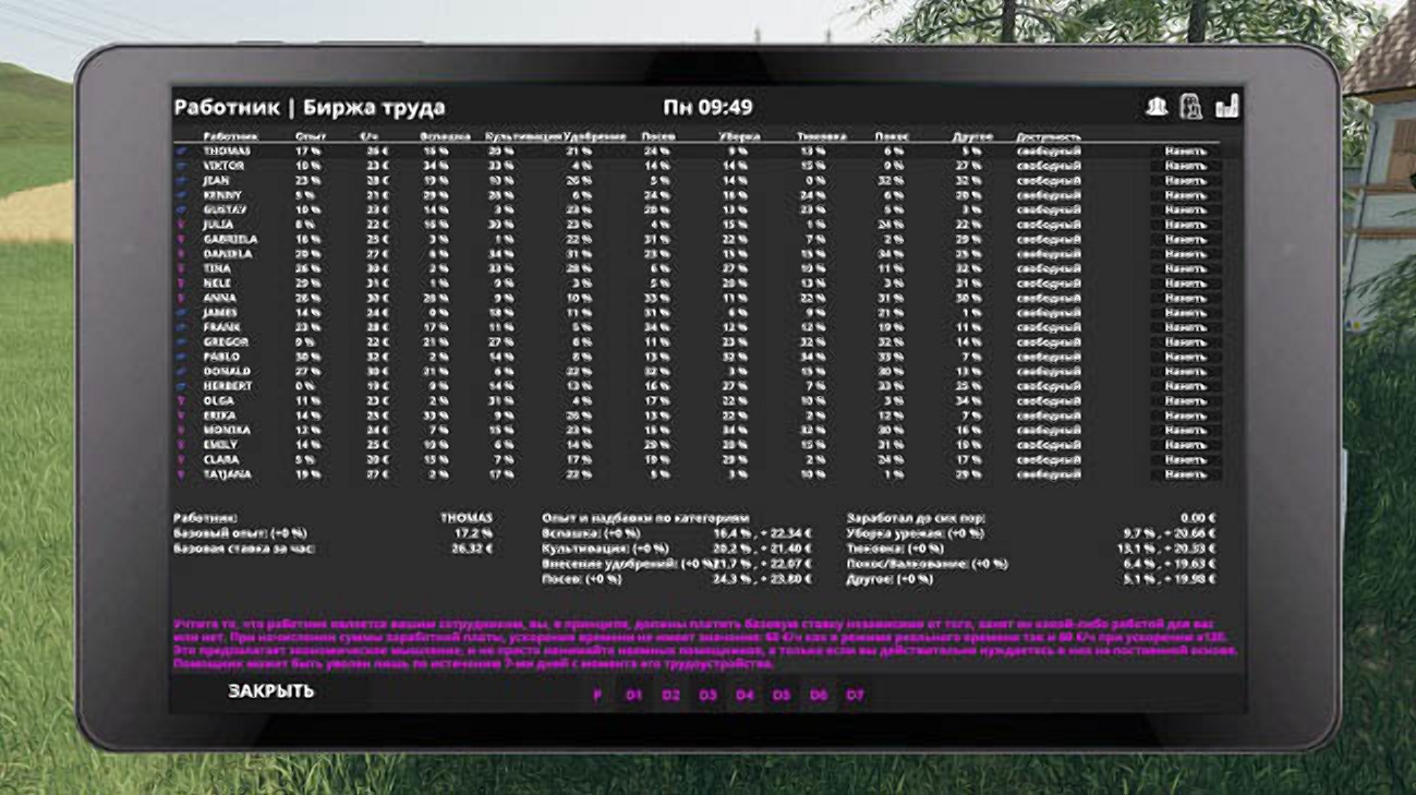 Farming simulator 19 "Продвинутые Работники v1.9.0.10 (1.7.x)"