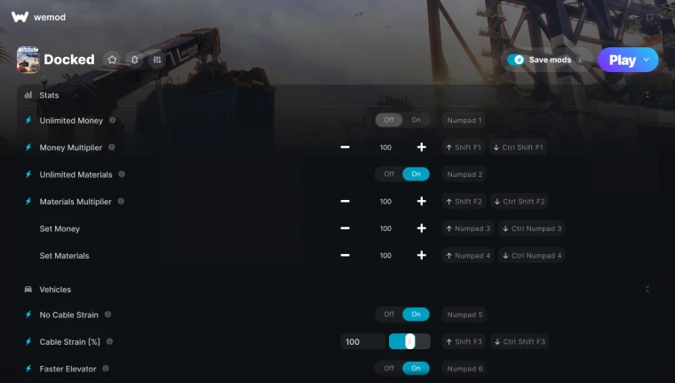 Docked "Трейнер +11 от WeMod: Деньги, материалы, урон и пр"